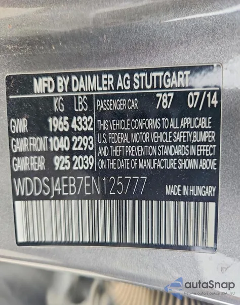 2014 Mercedes-Benz Cla 250 from USA, damaged, VIN WDDSJ4EB7EN125777